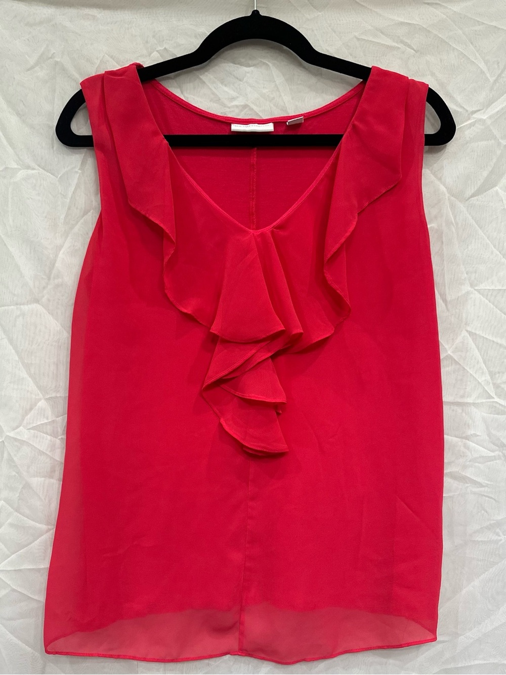 New York & Company Fuschia Pink Ruffle V-Neck Lightweight Sleeveless Camisole